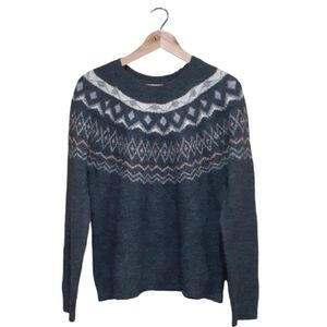 Immigini Women's FairIsle Wool Modal Blend Sweater Gray Made in Italy Size Large